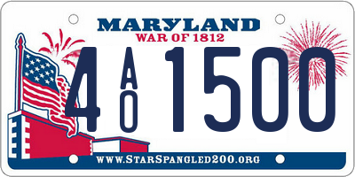 MD license plate 4AO1500