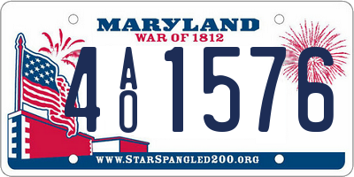 MD license plate 4AO1576
