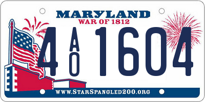 MD license plate 4AO1604