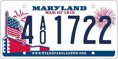 MD license plate 4AO1722