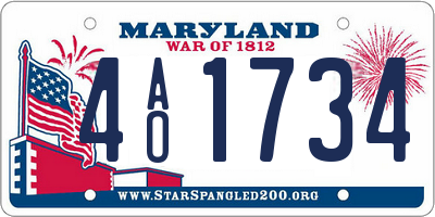 MD license plate 4AO1734