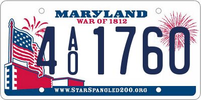 MD license plate 4AO1760