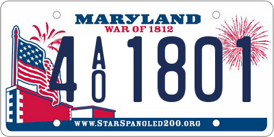 MD license plate 4AO1801
