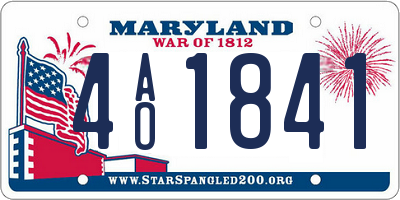 MD license plate 4AO1841