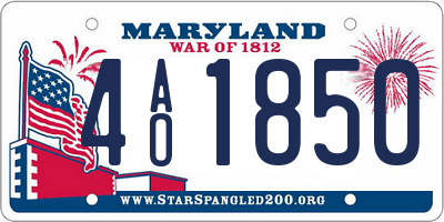 MD license plate 4AO1850