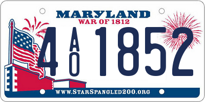 MD license plate 4AO1852