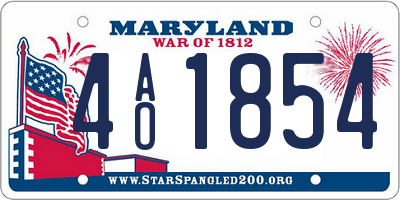 MD license plate 4AO1854