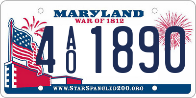 MD license plate 4AO1890