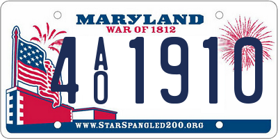 MD license plate 4AO1910