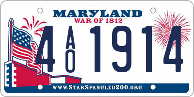 MD license plate 4AO1914