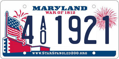 MD license plate 4AO1921