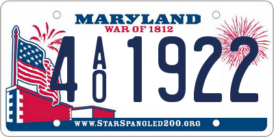 MD license plate 4AO1922