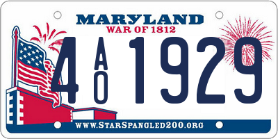 MD license plate 4AO1929
