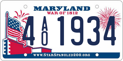 MD license plate 4AO1934