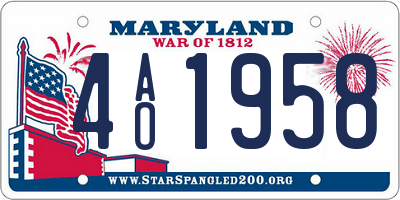 MD license plate 4AO1958