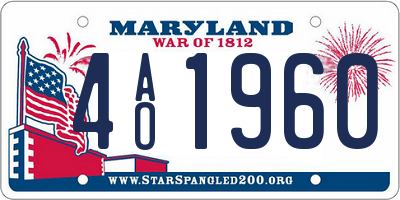 MD license plate 4AO1960