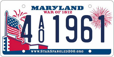MD license plate 4AO1961