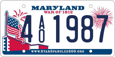 MD license plate 4AO1987