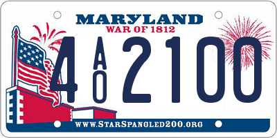 MD license plate 4AO2100