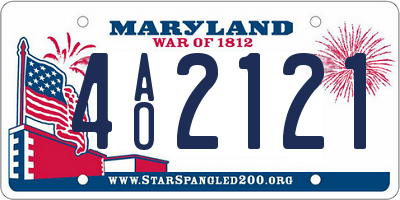 MD license plate 4AO2121