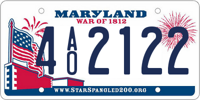 MD license plate 4AO2122