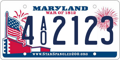 MD license plate 4AO2123