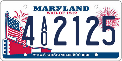 MD license plate 4AO2125