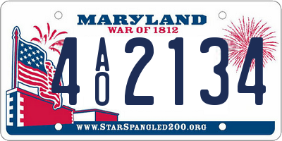 MD license plate 4AO2134