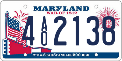 MD license plate 4AO2138