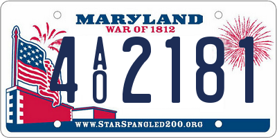 MD license plate 4AO2181