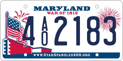 MD license plate 4AO2183