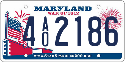 MD license plate 4AO2186