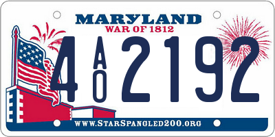 MD license plate 4AO2192