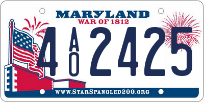 MD license plate 4AO2425