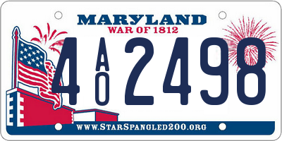 MD license plate 4AO2498