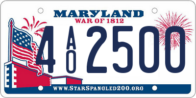 MD license plate 4AO2500