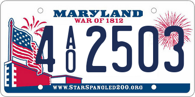 MD license plate 4AO2503