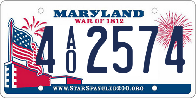 MD license plate 4AO2574