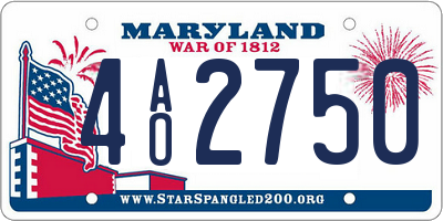 MD license plate 4AO2750