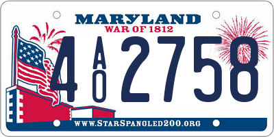 MD license plate 4AO2758