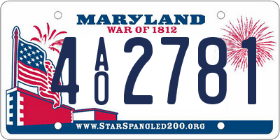 MD license plate 4AO2781