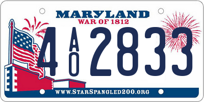 MD license plate 4AO2833