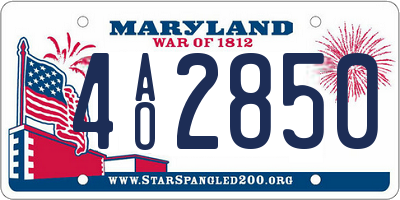 MD license plate 4AO2850