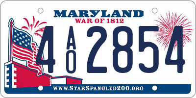 MD license plate 4AO2854