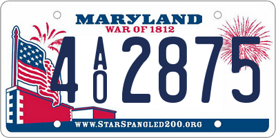 MD license plate 4AO2875