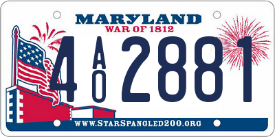 MD license plate 4AO2881
