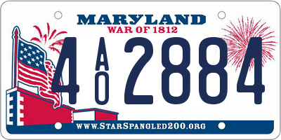 MD license plate 4AO2884