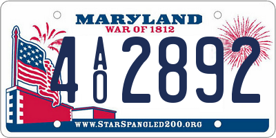 MD license plate 4AO2892