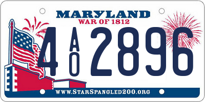 MD license plate 4AO2896