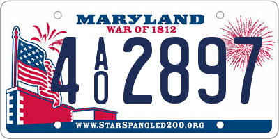 MD license plate 4AO2897